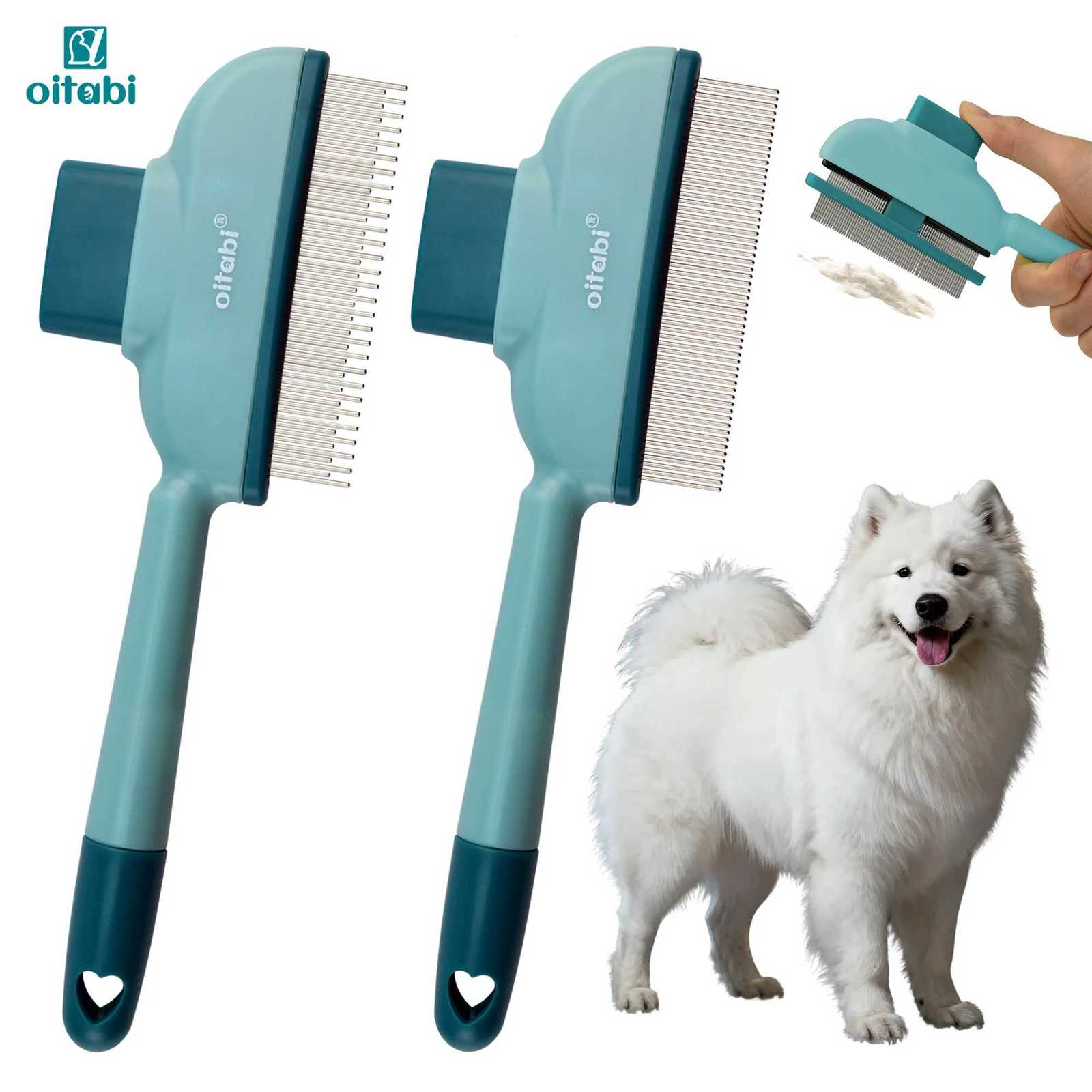 OITABI Flea Comb for Cats Dogs Magic Self-Cleaning Cat Grooming Brush with Stainless Steel Teeth Cat Combs for Fleas Ticks M251208 - view 1