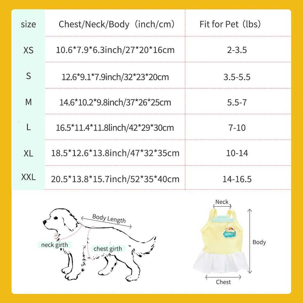 Pet Clothing Spring Summer Thin Dog Dress Cat Dress Pet Clothing Chihuahua Yellow Princess Dress Clothing Cute Puppy Clothing M251208