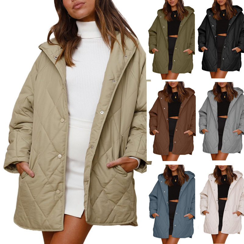 ins2025 Womens Winter Coat Casual Diamond Quilted Hooded Lightweight Jacket for Women 231031
