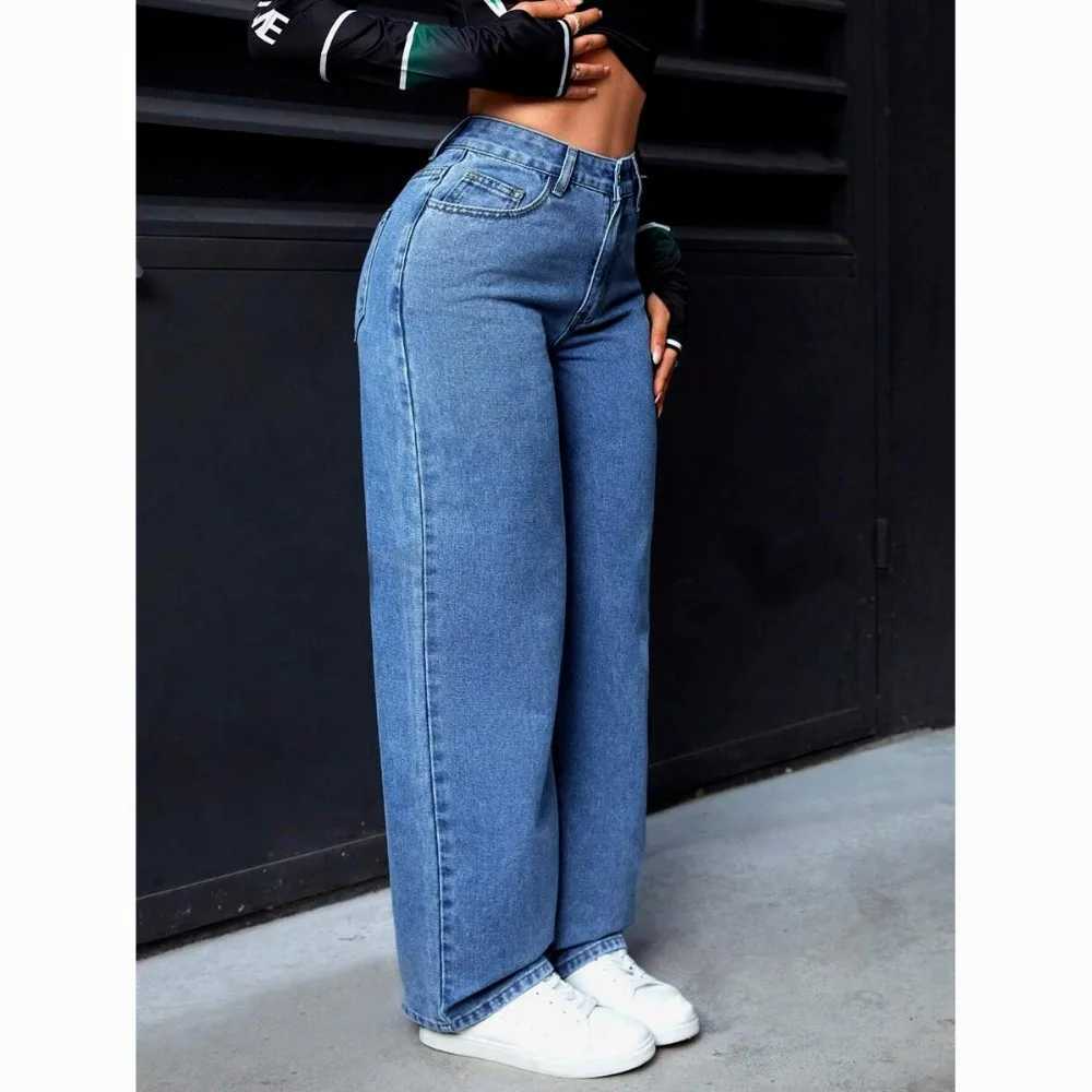 Autumn 2025 New Casual European and American Womens Loose Straight Wide-leg Denim Trousers WomenT251208