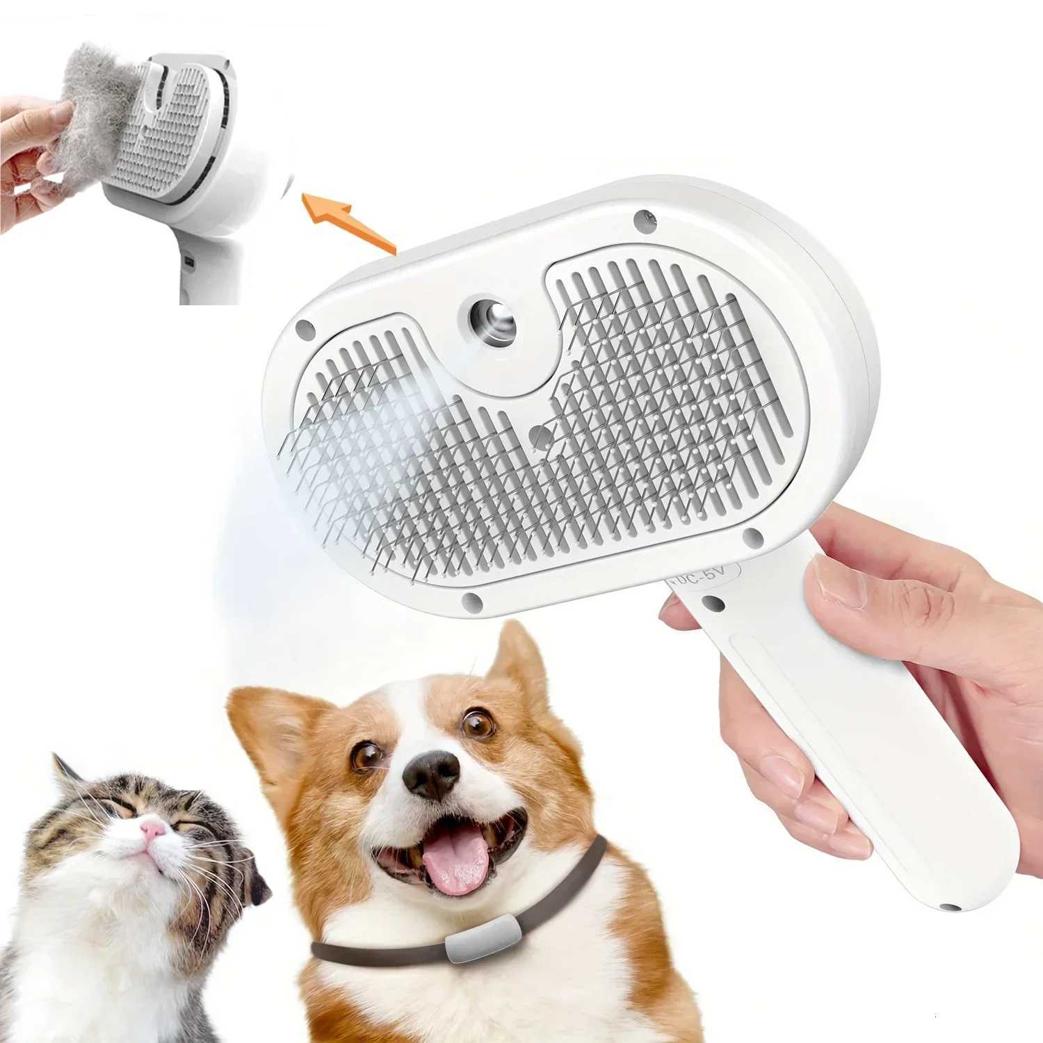 Upgraded Pet Spray Grooming Comb Steamy Floating Hair Removal Cleaning Steam Brush Styling for Dogs Cats Accessories M251208