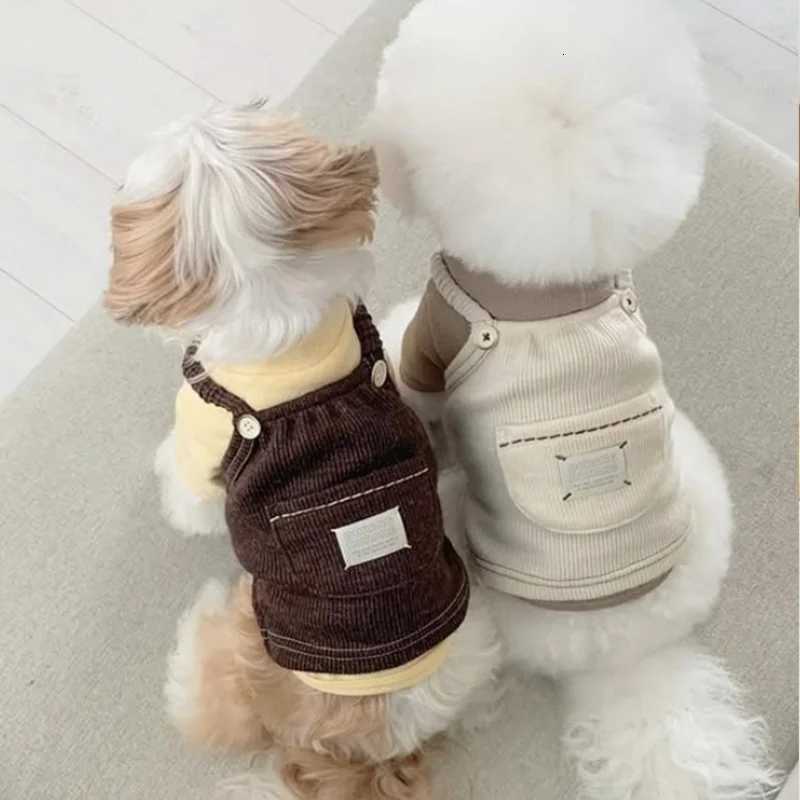 Fashion Solid Dog Suspender Dress Autumn Warm Dog Clothes Simple Puppy Pinafore Dress Cute Soft Cat Princess Skirt Pet Supplies M251208