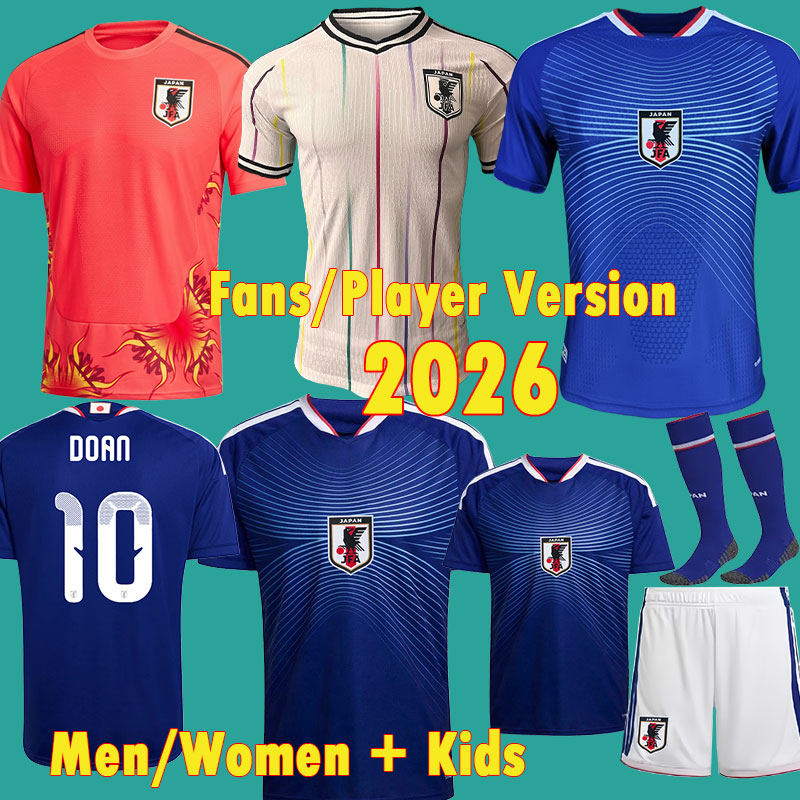 2026 World Cup Japan Soccer Jerseys 26 27 KUBO DOAN AYASE SANO KAMADA MINAMINO SUZUKI Football Shirts fans player version Long Sleeve HONDA Men Kids Kit Uniforms S 4XL