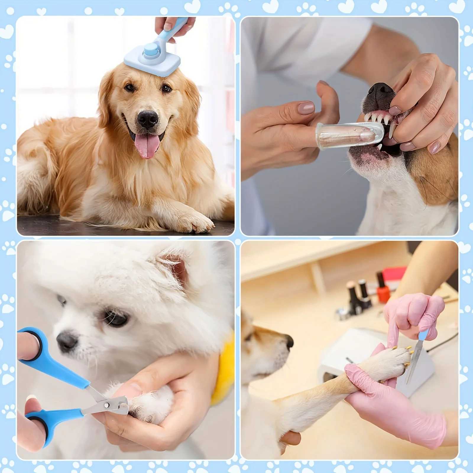 8-piece dog brush beauty set pet self-cleaning set with pet nail clippers and files flea comb pet shampoo shower brush M251208 - view 5