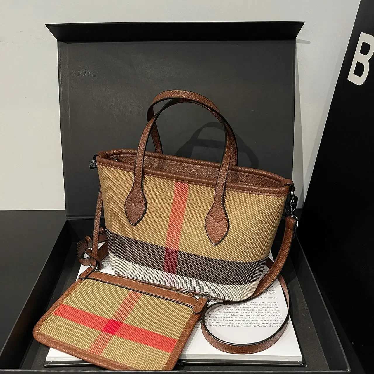 Popar New Texture Wens Handbags - Plaid Ctra Color Light Luxury Cmuter fits Shoder/Messenger Fi Design Y251208