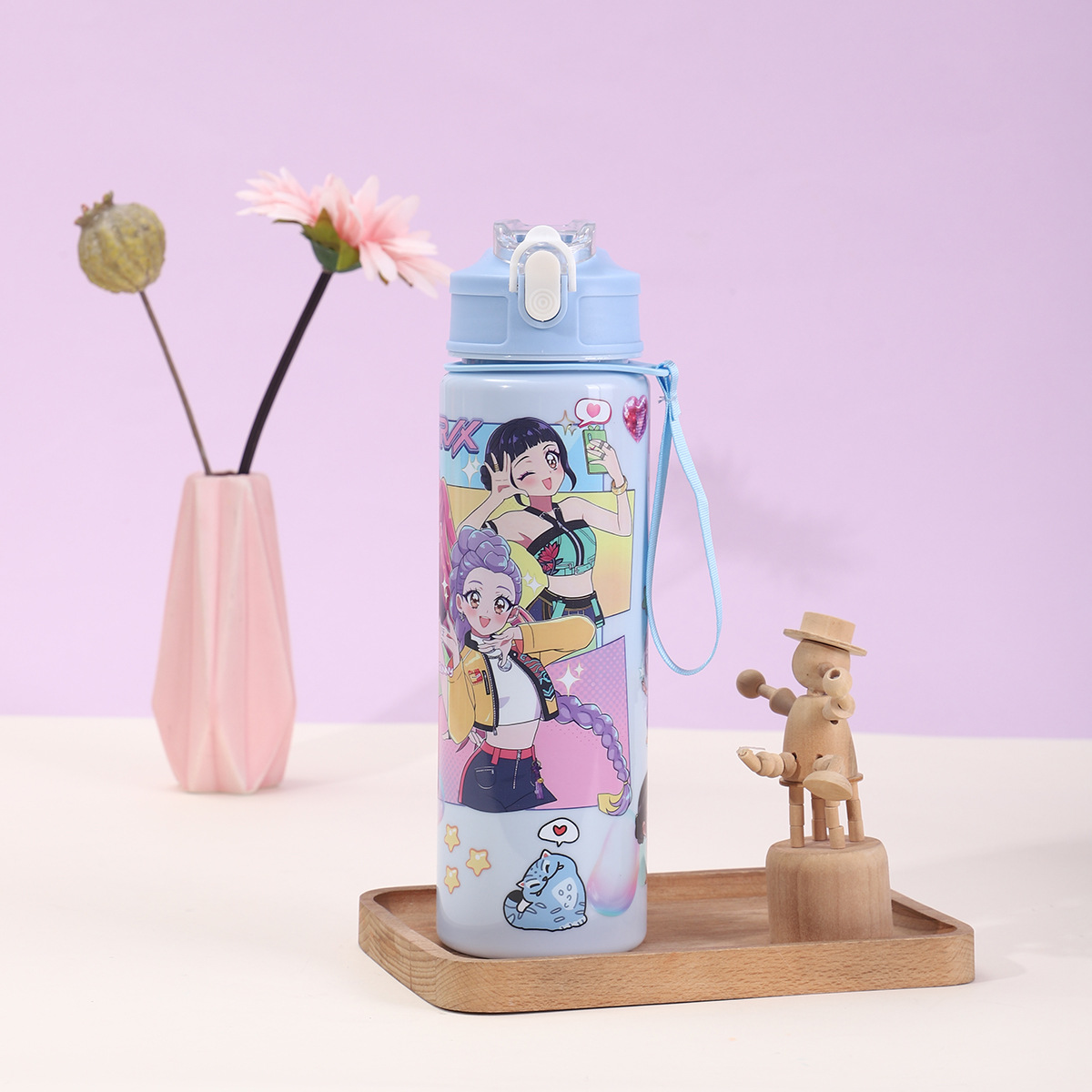 700ML KPop Demon Hunters Sports Water Bottle With Straw Huntrix Rumi Mira Zoey Cartoon Hiking Portable Drink Bottles Fans Gifts Z251111