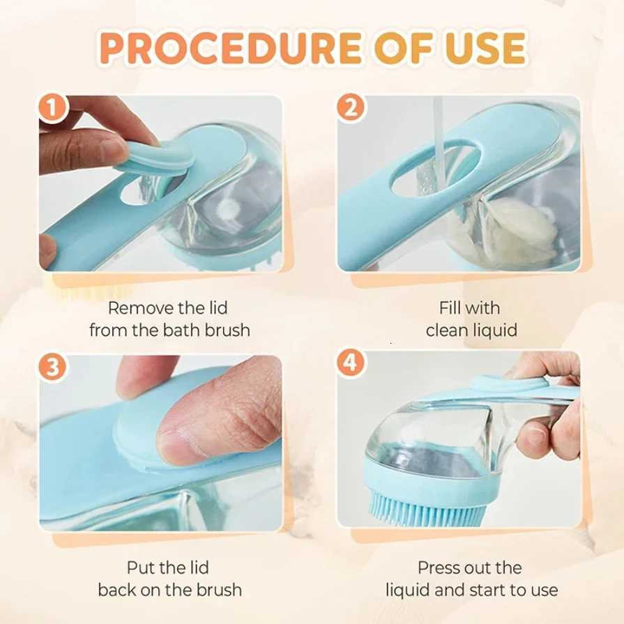Long Handle Pet Bath Brush 2 in 1 with Built in Shampoo Dispenser for Dogs Cats Grooming Massage Reduce Residue Silicone Pet Bru M251208 - view 6