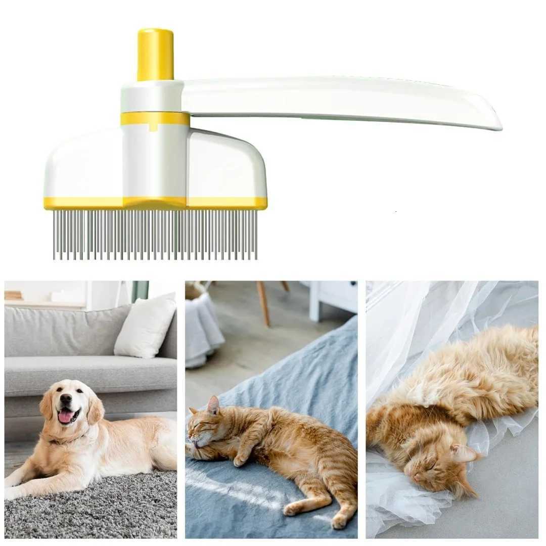 Pets Grooming Comb - Dog Hair Comb Rotation Design Pet Grommer Comb with Release Button M251208 - view 3