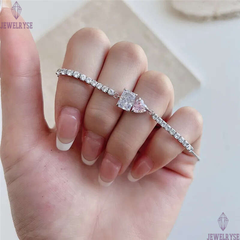 bling iced out heart tennis bracelet Designer for woman 925 sterling silver square 8A cubic zirconia womens diamond bracelets luxury jewelry gift box 