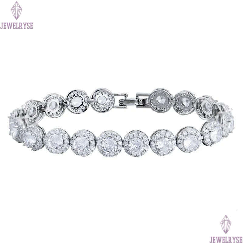 luxury AAA cubic zirconia designer bracelet for woman chian silver round white diamond charm wedding engagement bracelets chains jewelry women party g