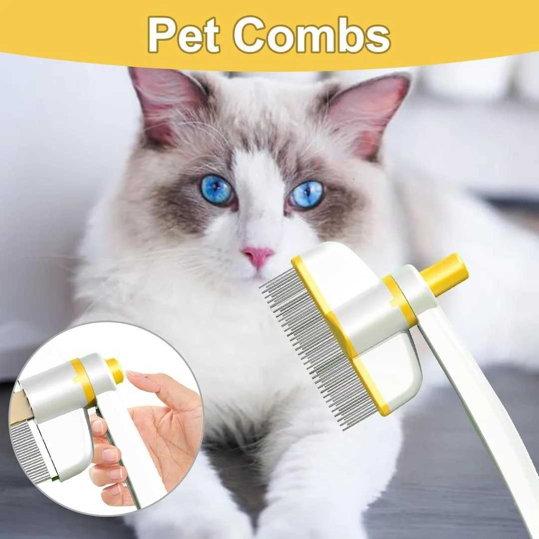 Pets Grooming Comb - Dog Hair Comb Rotation Design Pet Grommer Comb with Release Button M251208