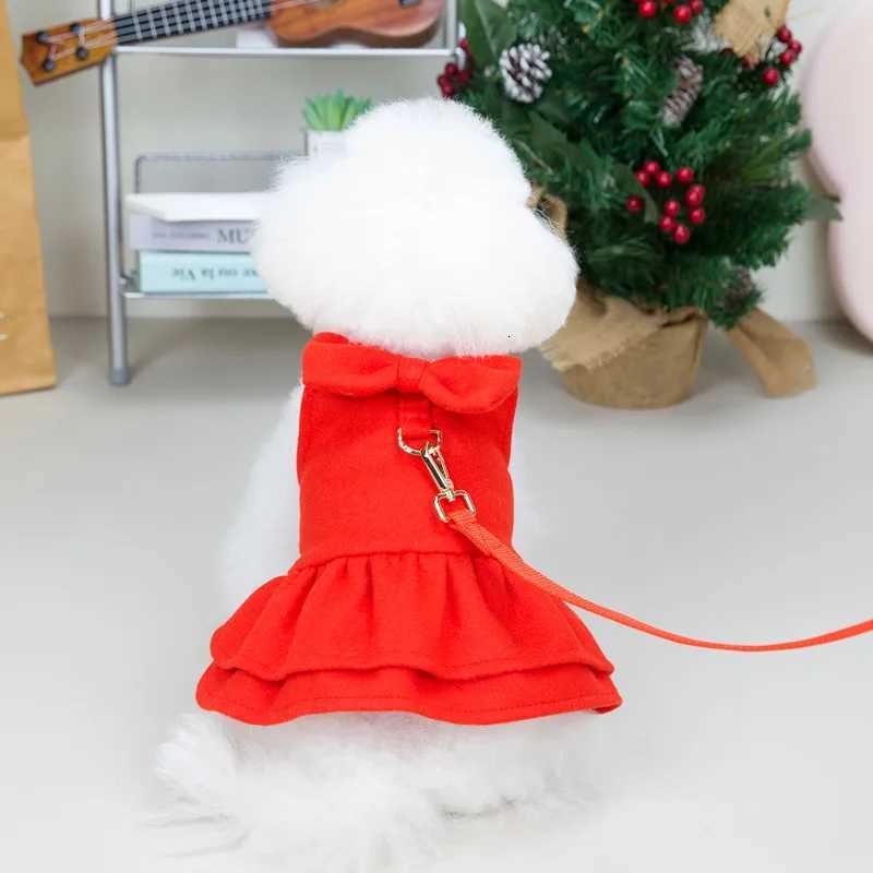 Warm Fleece Dog Princess Dress Autumn Winter Pet Skirt Traction Ring Small Dogs Cats Puppy Yorkies Maltese M251208
