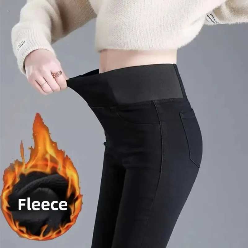 PTKPCC High-Waisted Slimming Jeans Womens Winter New Thickened Pencil Pants Fall Winter Cashmere Warm Imitation JeansT251208
