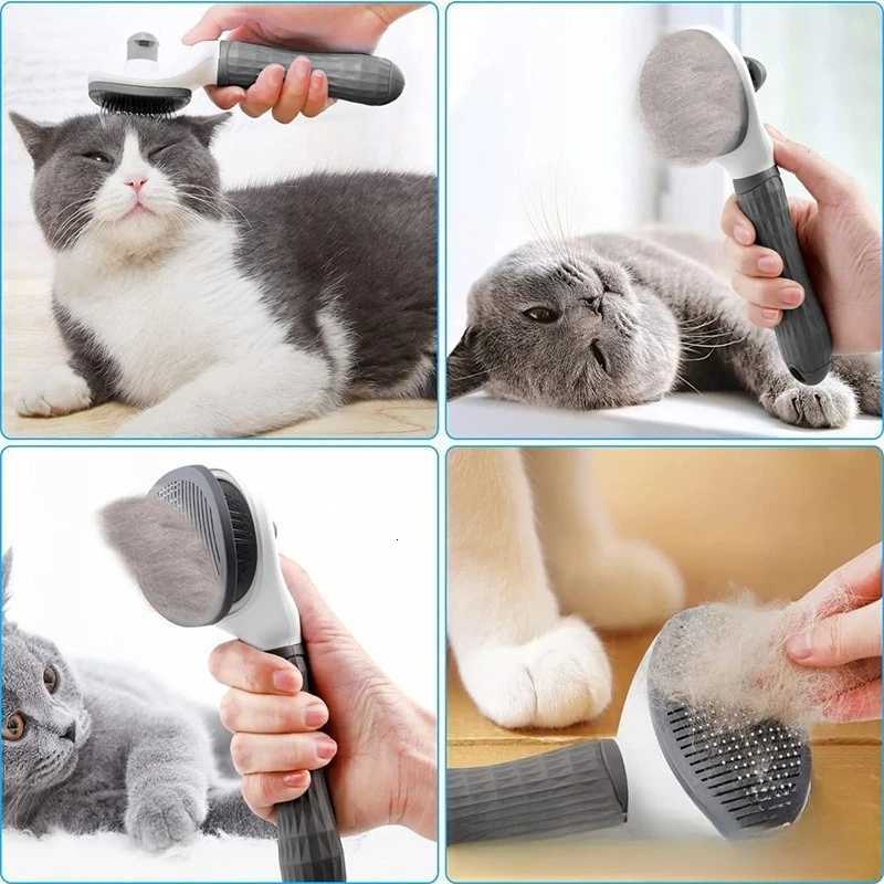 Self-Cleaning Slicker Brush for Dogs Cats Gentle Pet Grooming Brush for Shedding Massaging Detangling Lightweight Hair M251208 - view 1
