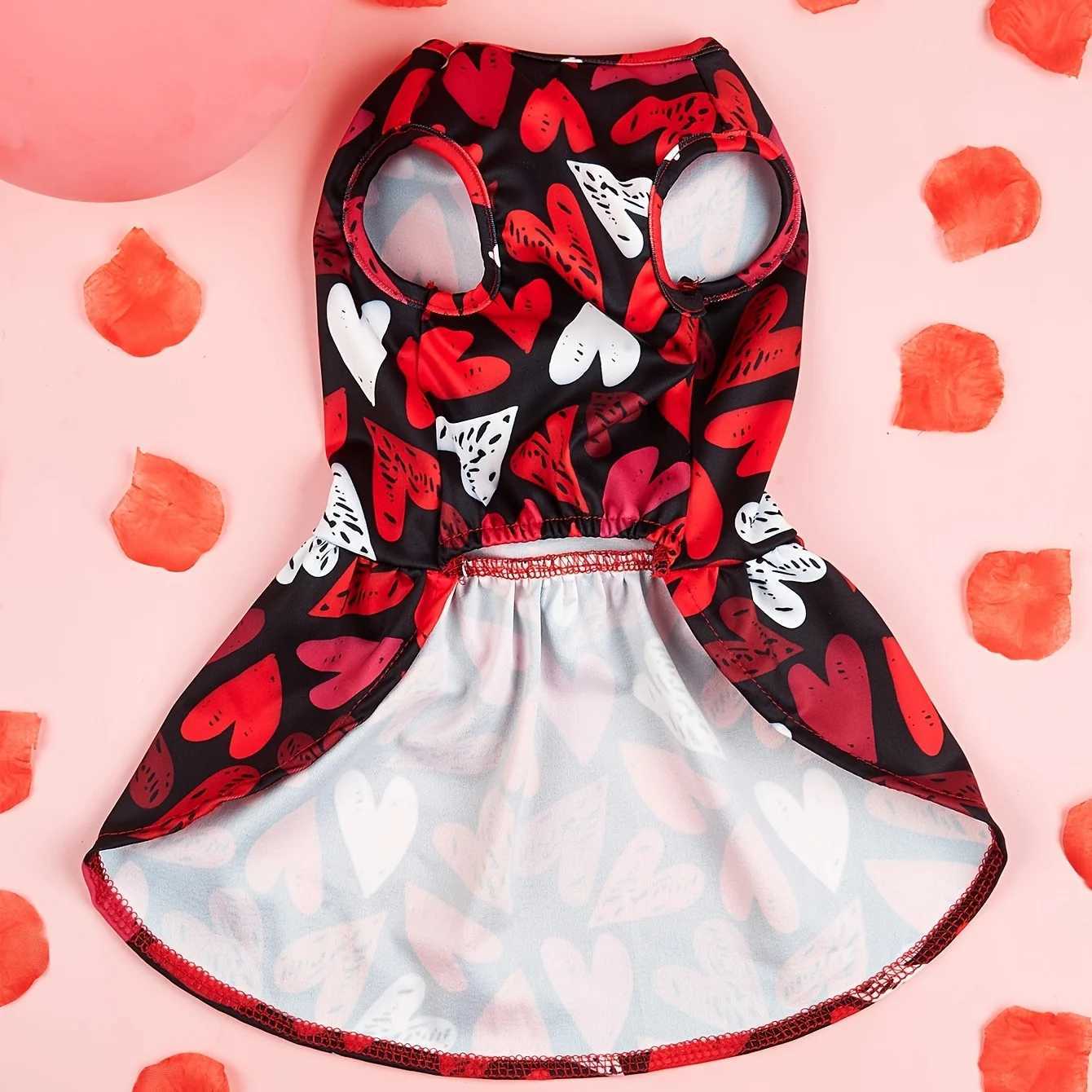 Dog Dress for Small Dogs Costume FEELING LOVED Printed Puppy Clothes with Bowknot Tulle Doggie Pet Cat Comfort Clothes Apparel V M251208