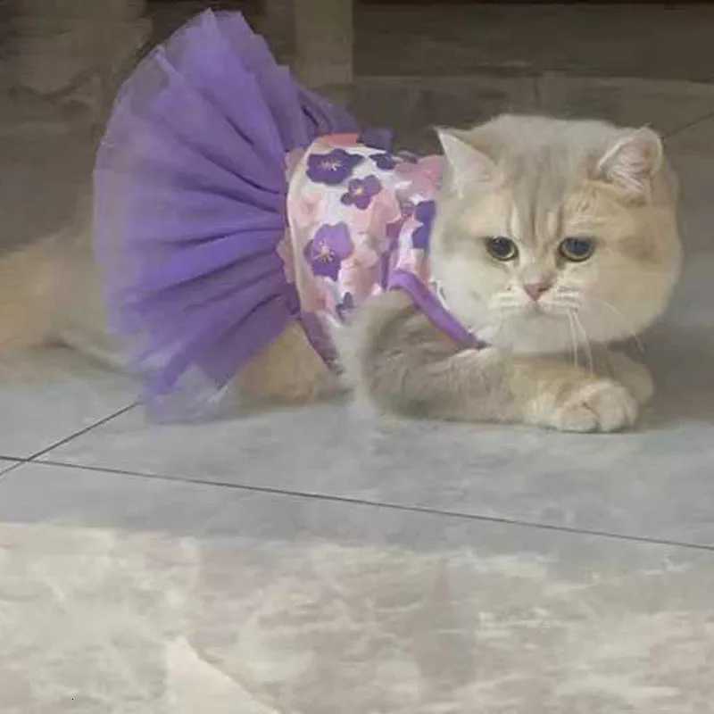 Lovely Small Dog Dress Female Tiny Puppy Clothes Girl Tutu for Dogs Dresses Harness Birthday Apparel Purple Luxury Pet Clothes M251208