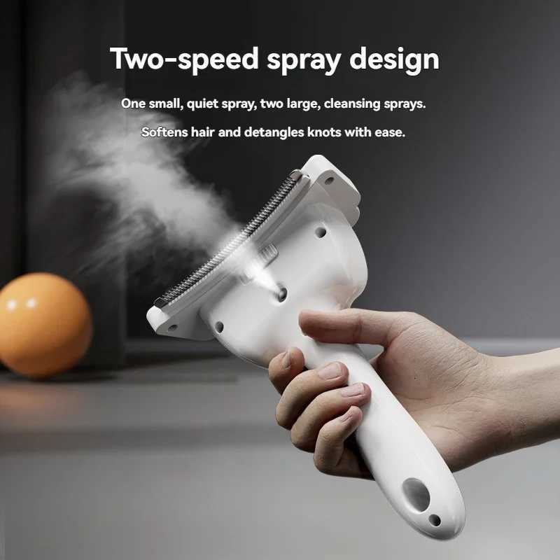 Stainless Steel Pet Steam Comb Built in Battery Hair Removal Beauty Spray Brush for cat and dog Pet Grooming Tool Anti-static M251208 - view 5