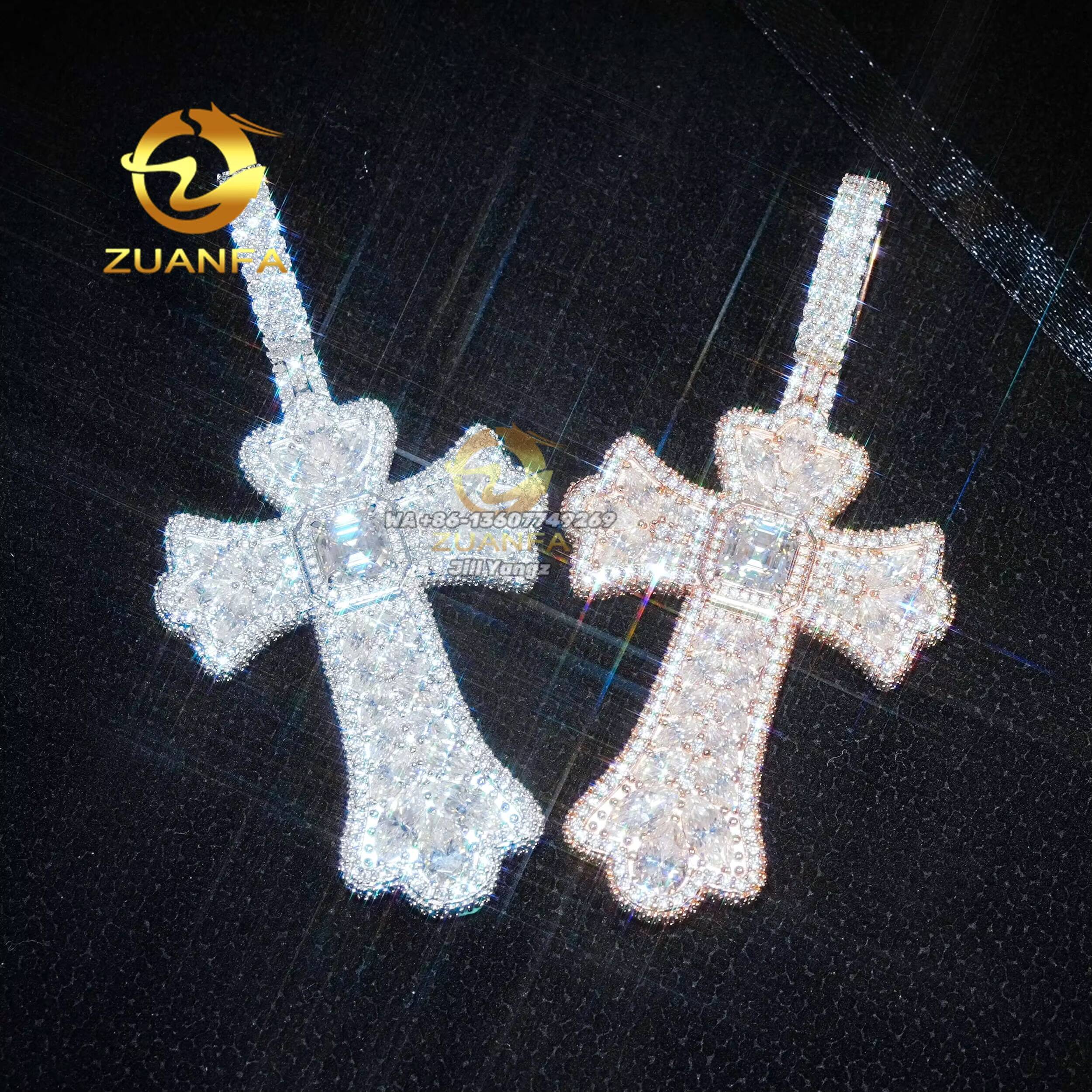 Exquisite Luxury New Design Cross Pendant Mixed Fancy Cut Colorful Moissanite Pendants Iced Out Jewelry Custom Cross Pendant