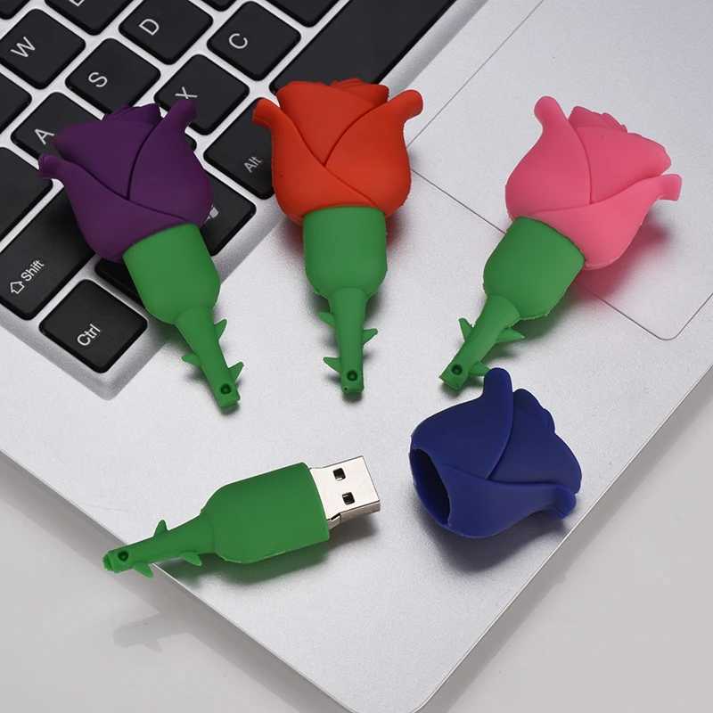 Pendrive Rose USB Flash Drive 32GB 16GB Lovely Cartoon 64GB Pen Drive 8GB 4GB 128MB Memory Stick USB 20 Gift C251209
