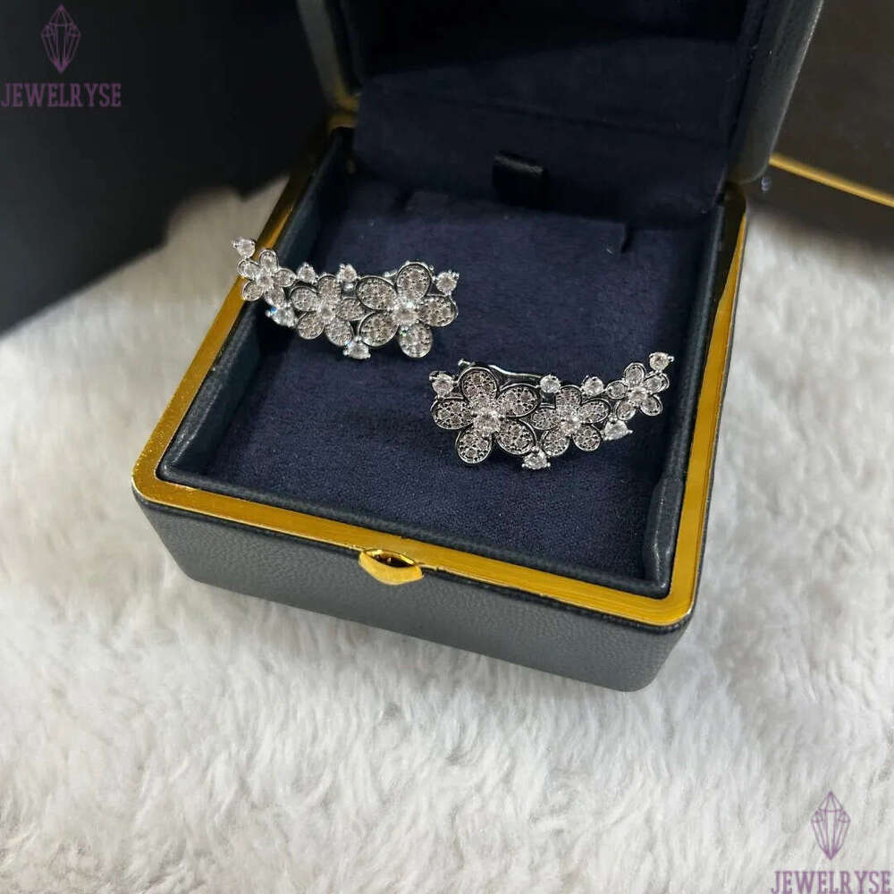 2025 spring summer new luxury lovely flower designer earrings stud for women silver white stone diamond zircon rose flowers earings earring ear rings 