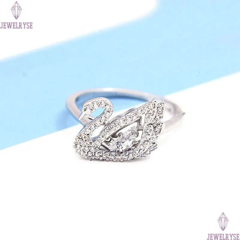 Luxury austria white crystal cute goose ring for women girls sweet lovely animal shining diamond jumpy stone wedding party engagement rings jewelry