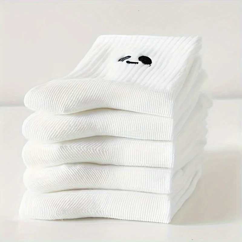 10 pairs of soft breathable durable and simple white expression socks comfortable and suitable for daily wearT251209