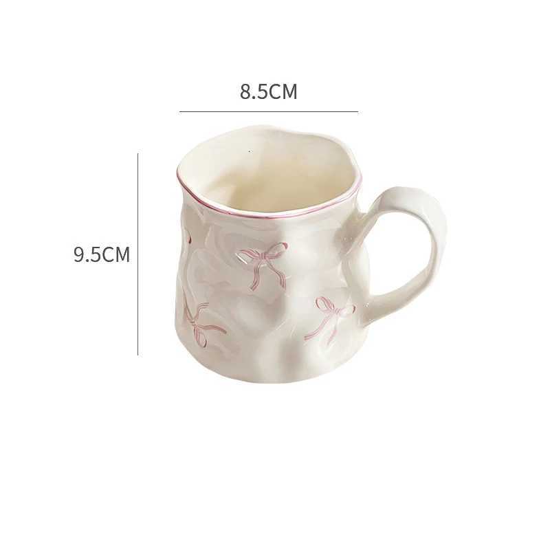 European Ceramic Coffee Cup Creative Hand Knead Bow g Exquisite Afternoon Tea Flower Tea Cup He Milk Breakfast Oatmeal g H251209