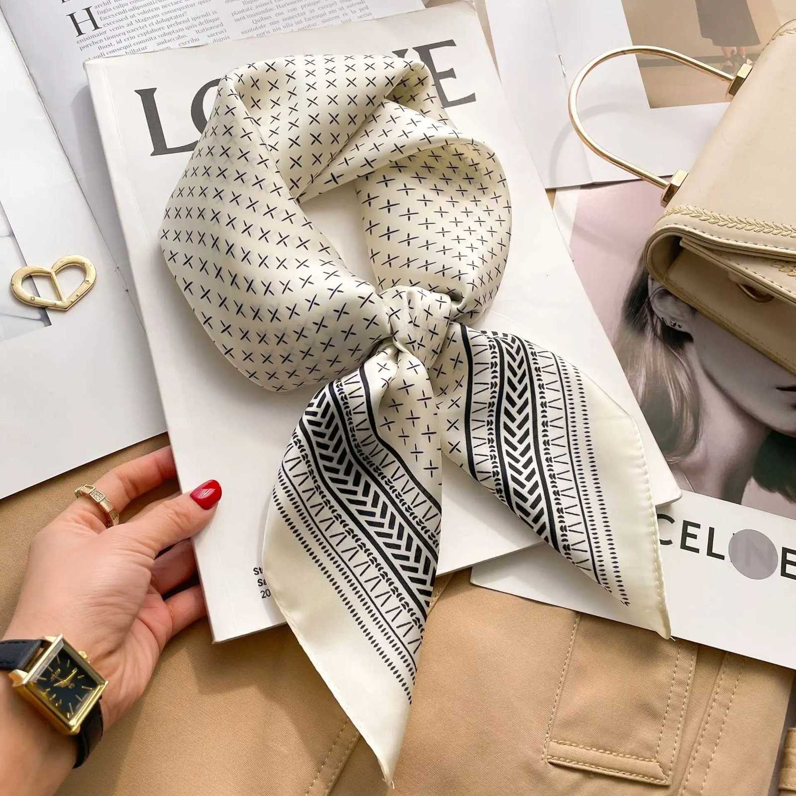 Luxury Luxury Design Silk Shawl Square Scarf For Women Satin Hijab Fashion Wraps Neckerchief Female Hair Bands Ribbon Headband Bandana Y251208