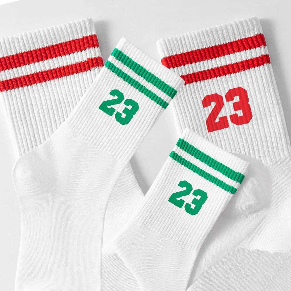 5/10/20 Pairs Mens Crew Socks Number 23 And Stripe Design Anti-odor And Sweat Absorbent Casual StylishT251209