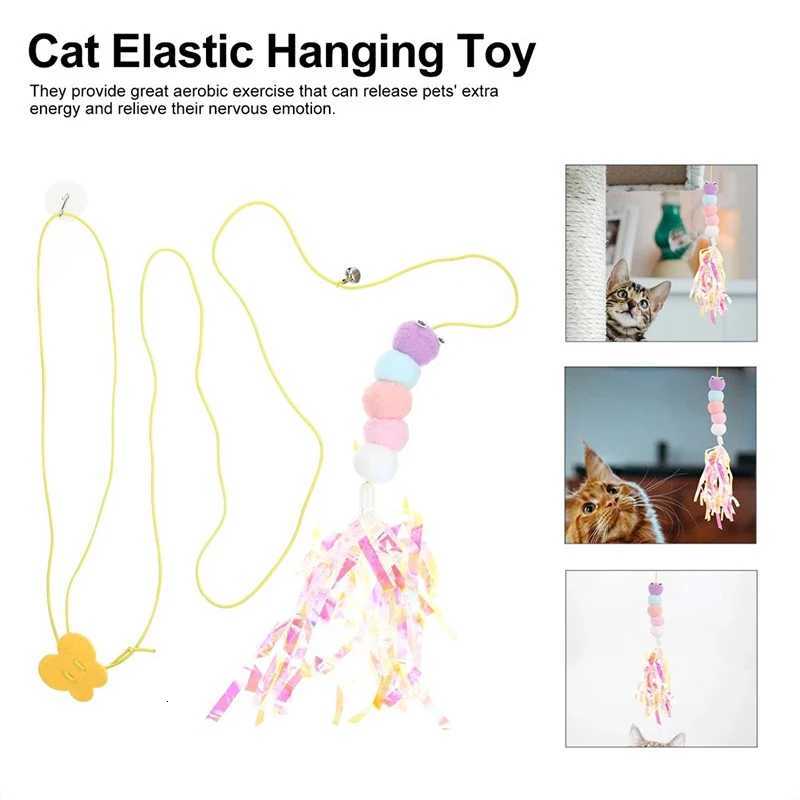 Hanging Door Cat Toy Swinging Self-Play Telescopic Rope Teaser Interactive Toy Elastic with Bell Hanging Kitten Toy Sticky Swing M251209