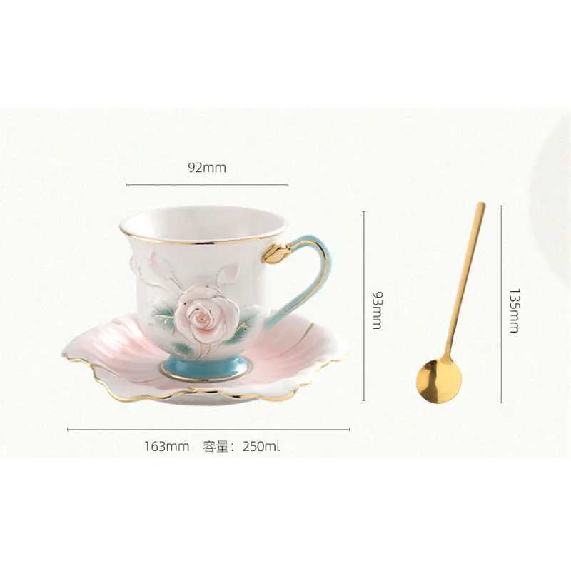 Creative Ceramic Coffee Cup Saucer Embossed Floral g He Breakfast Milk Oatmeal g Afternoon lia Flower Tea Cup Gifts H251209