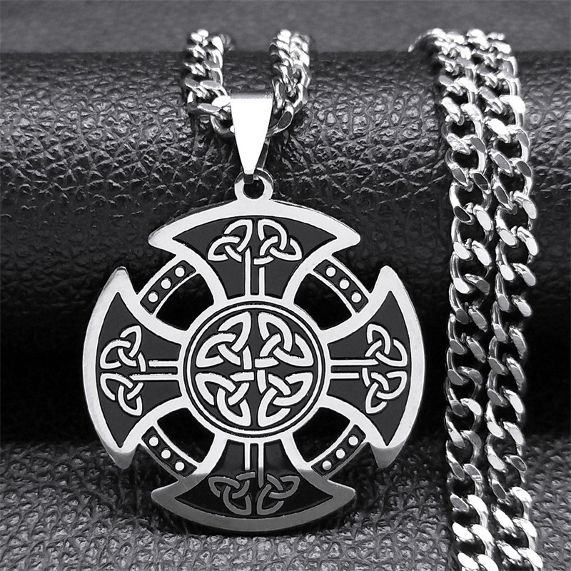 Cross-border New Celtic Cross Necklace for Women and Men Stainless Steel silver Jewelry