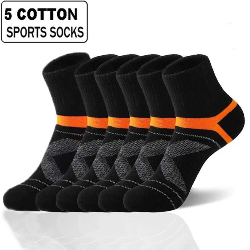 10PCS5Pair High Quality New Autumn Mens Sports Socks Running Winter Casual Breathable Active Socks Stripe Sport Socks EUR38-48T251209