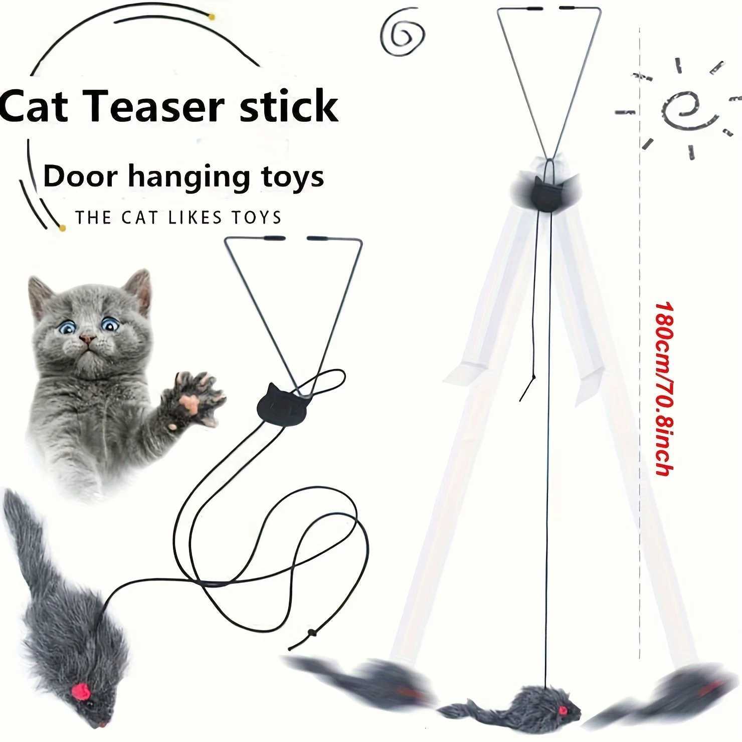 2 PCS Adjustable Hanging Cat Toy Interactive Mouse Toys Hanging Door Retractable Plaything Funny Kitten Scratch Rope Mouse Toy M251209