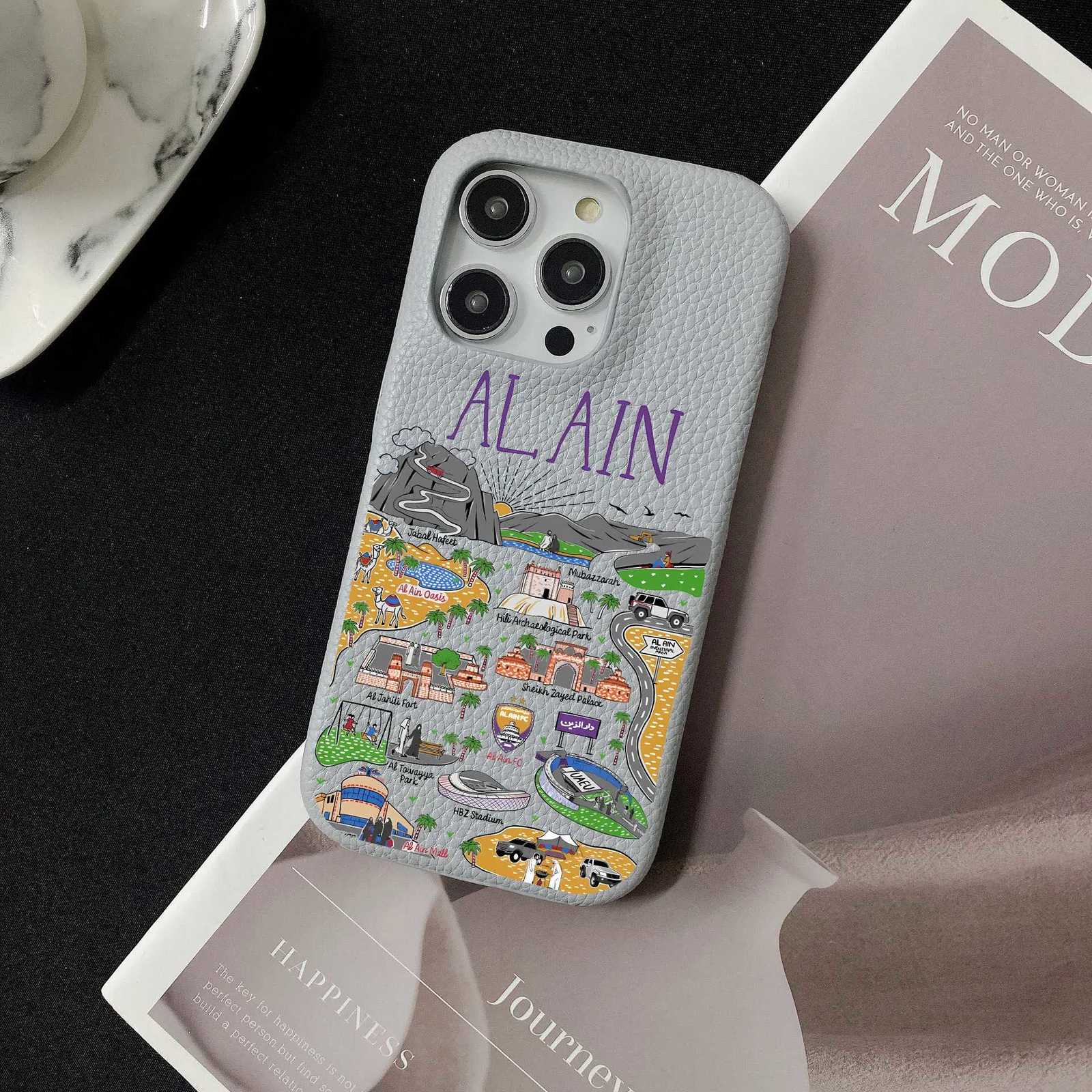 AL AIN Personali Custi Letter Leather Case For Iphone 15 16 pro max 14 13 Pro Max 12 Mini 11 kafr letters Luxury Covers C251209