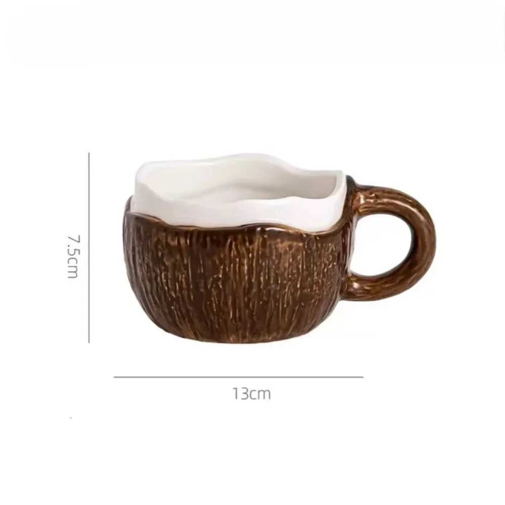 Coconut Shell Coffee Cup Creative Kiln Transformed Ceramic300ml Household Afternoon TeaBreakfast gBirthday Gift Drinkware H251209