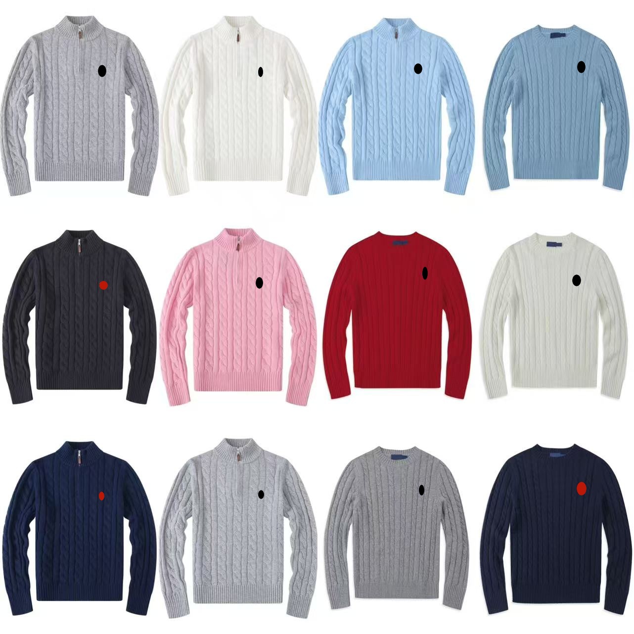 Mens polo Sweaters Autumn Wool Casual Small Horser Pull Half Polos Chandail Cardigan Jackets Winter Warm Long Sleeve Sweater Pullover Women Warm Hoodies1s1