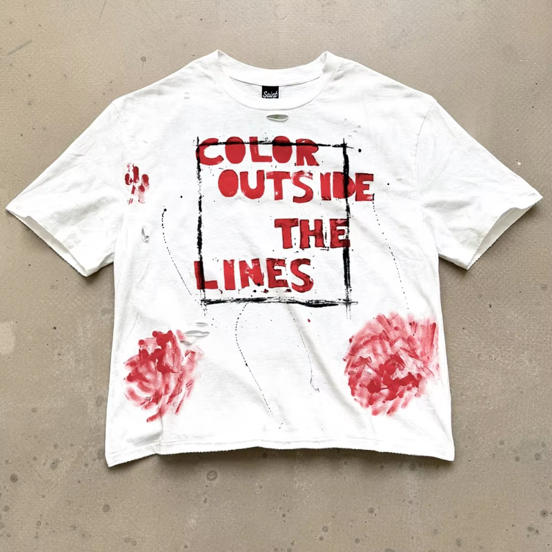 Washed Graffiti Street Dirty T-Shirt Men Women Best Quality Top T Shirt Tee Tops