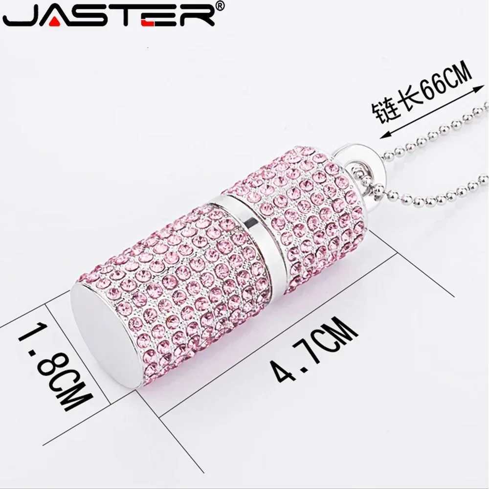 JASTER Crystal USB 20 Flash Drive 128GB Pen Drive 64GB e Memory Stick 32GB Crystal Necklace Birthday Gift C251209