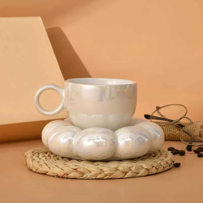Creative Thicke Clouds Ceramic Coffee Cup Saucer Art Exquisite g Couple Teacup Gift Table Top Display g He Decoration H251209