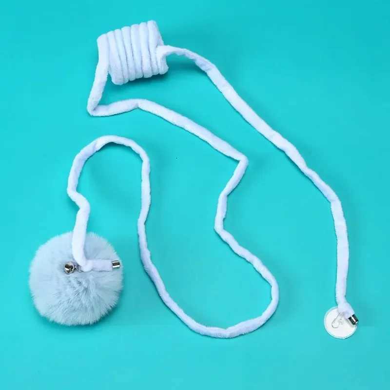 Rabbit Fur Big Ball Cat Stick Retractable Elastic Rope Cat Toy Comfortable Self-hi Boredom Hanging Cat Toys Interactive M251209