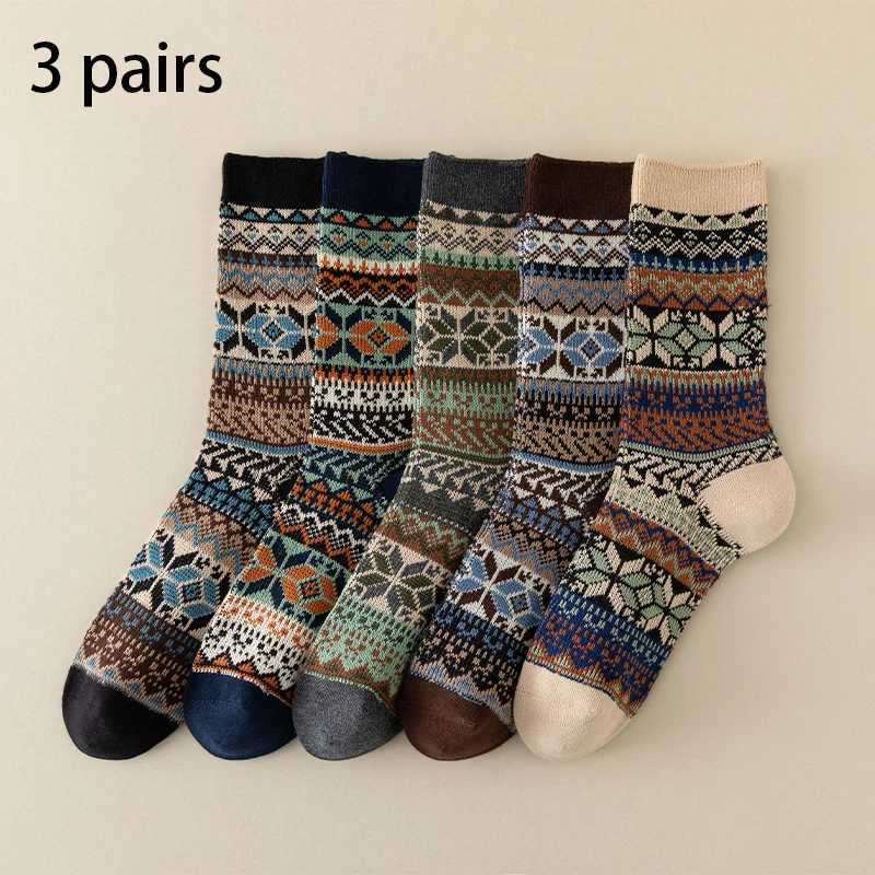 Mens Dress SocksCotton Crew Socks3 PairsBreathable and sweat-absorbing Funky Colorful Pattern Crew SocksT251209