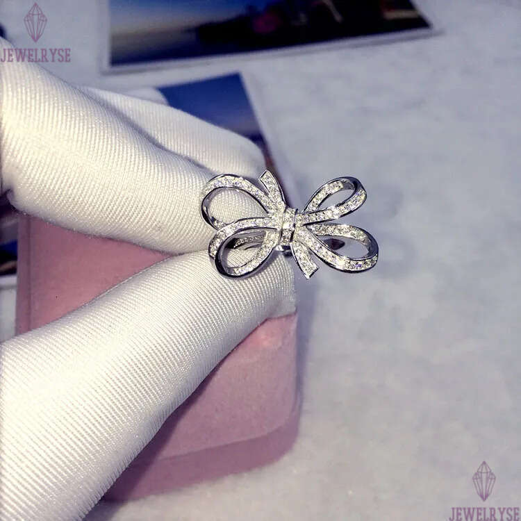 S925 Silver Cute Butterfly Designer Rings for Women Girls Fashion Luxury Crystal Diamond Sweet Bow Bowknot Design Chinese Nail Finger Love Ring Jewelr