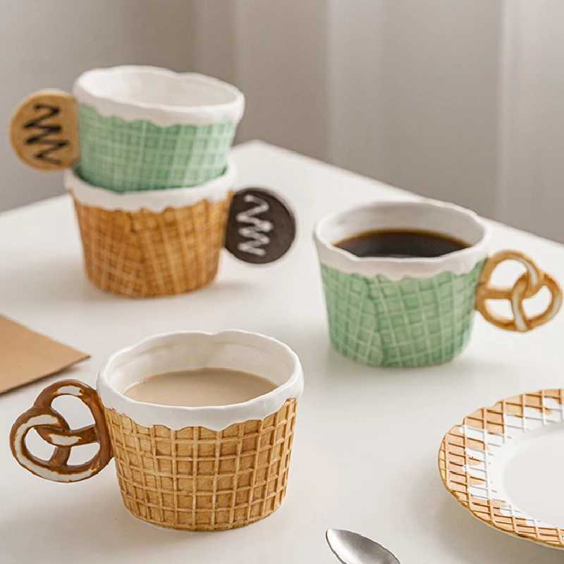 Cookie-shaped Ceramic Cup Dessert Plate Korean Breakfast Plate Afternoon Tea Dessert Plate Coffee g Milk g Birthday Gift H251209
