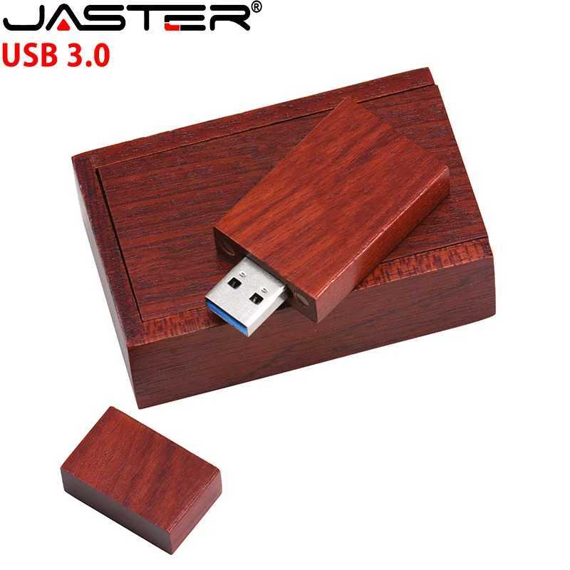 JASTER Wooden Block USB 30 Flash Drive Red Wood Pendrive 4GB 8GB 16GB 32GB 64GB 128GB Memory Stick U DiskNo custi C251209