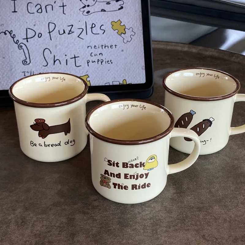 Cute Bread Dog Ceramics gs Coffee g Milk Tea Off Cups Drinkware the Best birthday Gift H251209