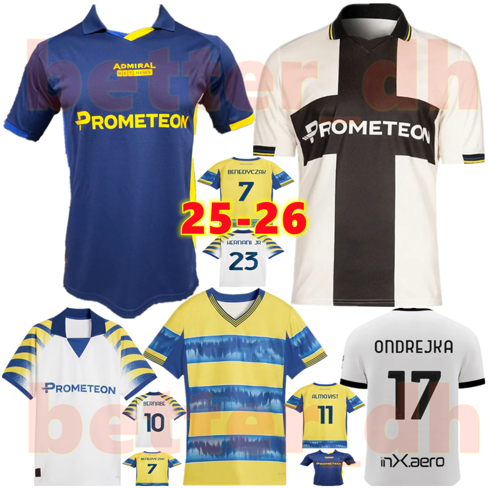 25 26 Parma Soccer Jerseys ONDREJKA CANCELLIERI CHARPENTIER DJURIC 2025 2026 HERNANI PELLEGRINO BERNABE DELPRATO Football Shirts Men Uniforms kids kits