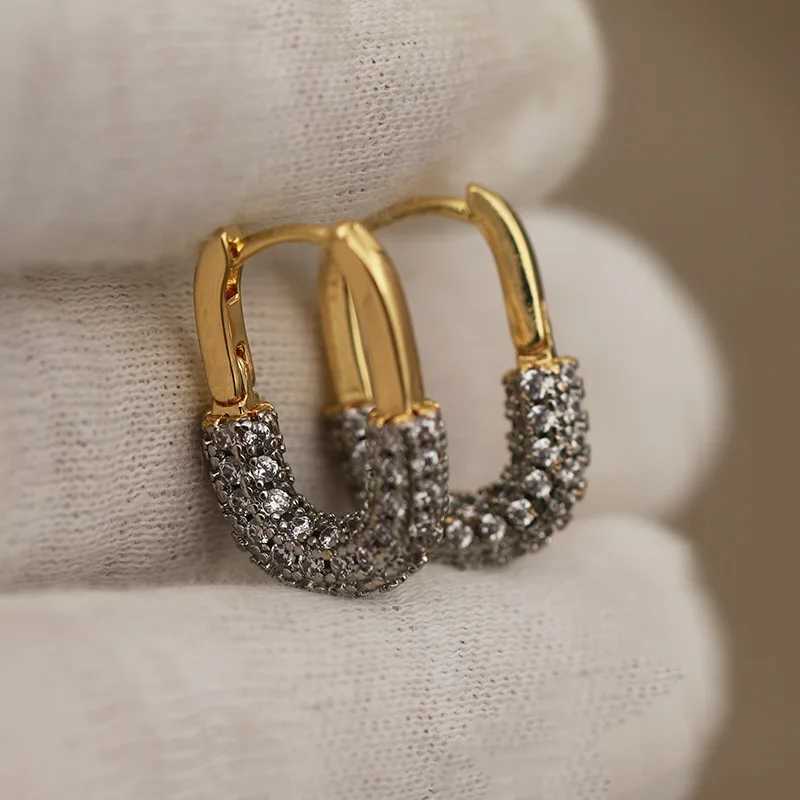 Full Crystal Geometric Stud Earrings for Women Fashion Brand Jewelry Luxury Zirconia Letter Earrings Party Accessories J251208