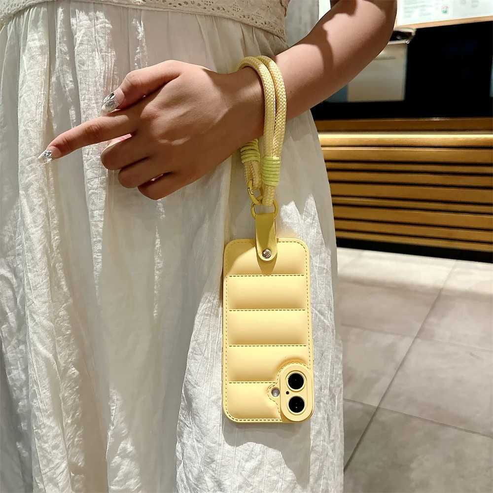 Luxury Hand Wrist Strap Case for iPhone 16 15 14 13 Pro Max 12 11 X Xr Xs 7 8 Plus SE Lanyard Solid Color Soft Cover C251209