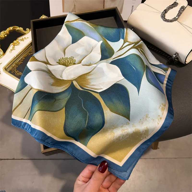 Luxury Luxury Floral Print Square Scarf Women Hijab Hair Bands Neckerchief Female Satin Shawl Ribbon Headband Fashion Wraps Bandana Y251208